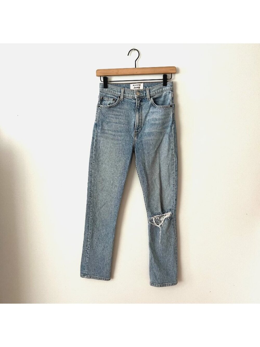 Reformation Liza High Straight Crop Jeans Montego Destroyed Women's Size 25